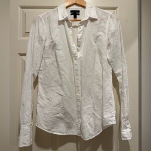 J. Crew Slim Fit Perfect White Linen Cotton Shirt Size 4